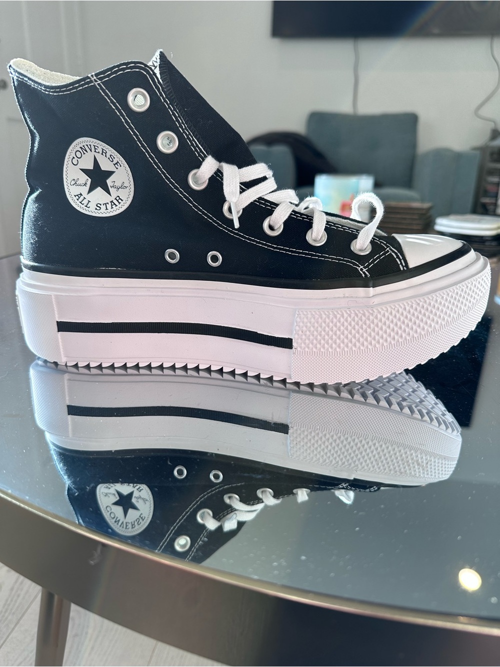 Converse Lift Double Stack Black Chuck Taylor High-Top Sneakers W9.5*New*